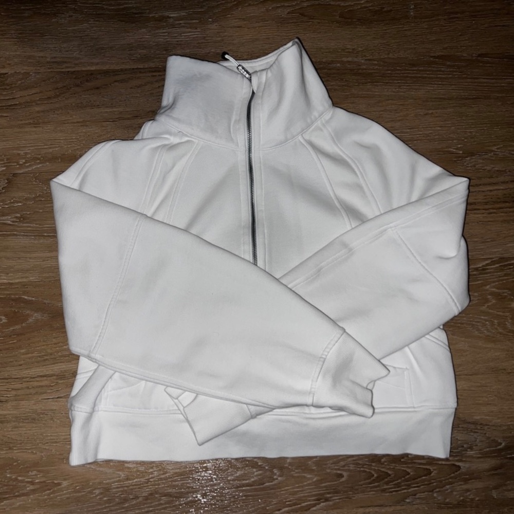 Lululemon Scuba Oversized Funnel-Neck Half Zip in white cotton-blend